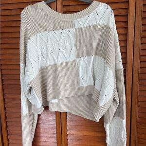 Altar'd State Beige and Cream Knit Sweater